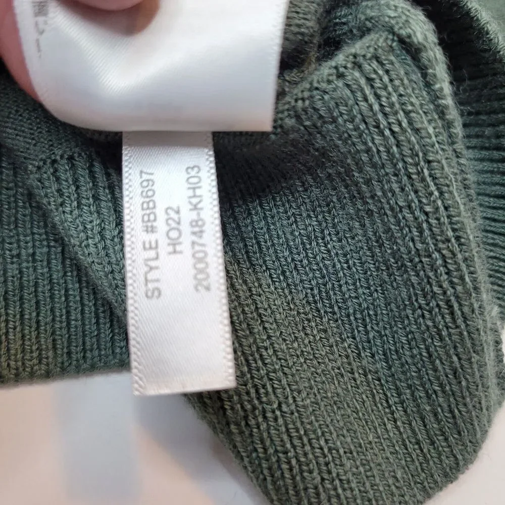 J.Crew Quarter Zip Sweater Mens Large Olive Green Excellent Merino Wool BB697